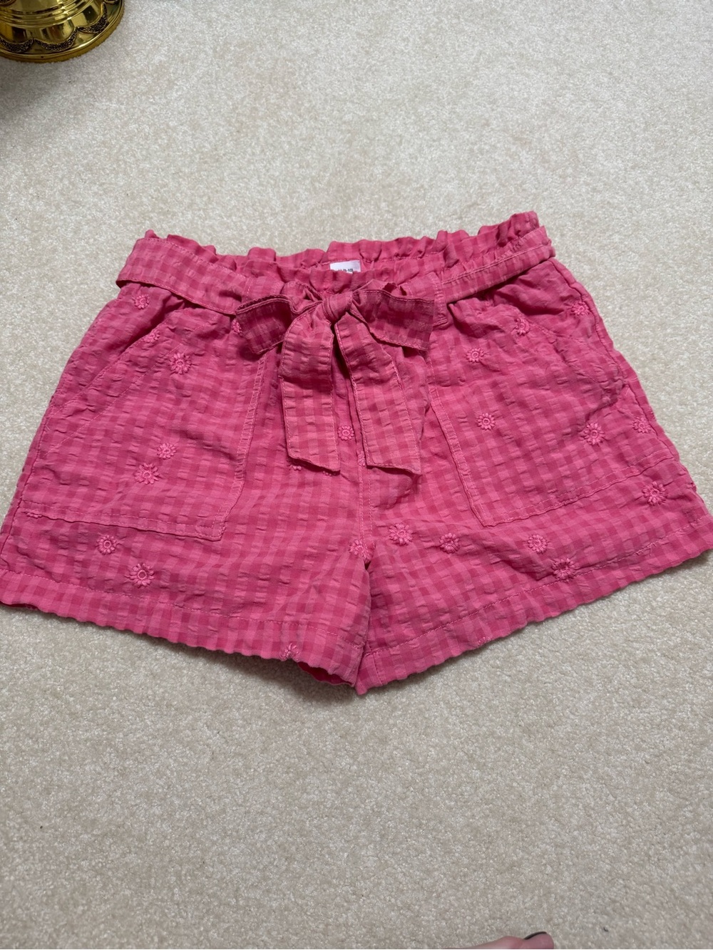 Time & Tru Women's Pink Embroidered Tie-Waist Shorts Medium